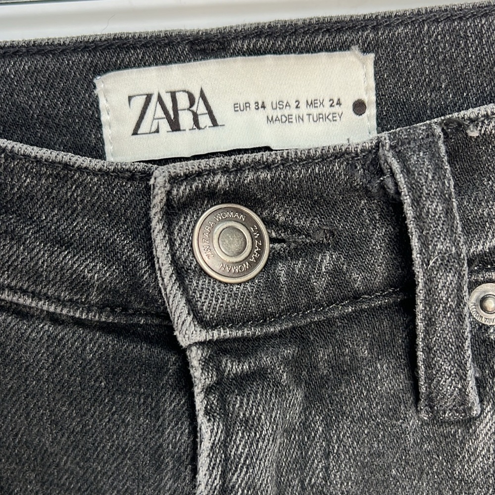 Zara Black Grey Denim Jeans Size 2 - Picture 3 of 8